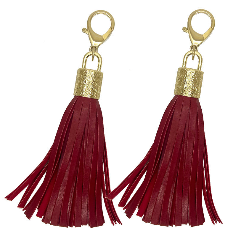 2 for Special Delta Sigma Theta DST Red Faux Leather Tassel Charm